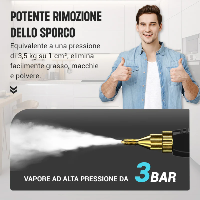 Pulitore a vapore manuale ad alta temperatura pressurizzato da 2500W - Image 4