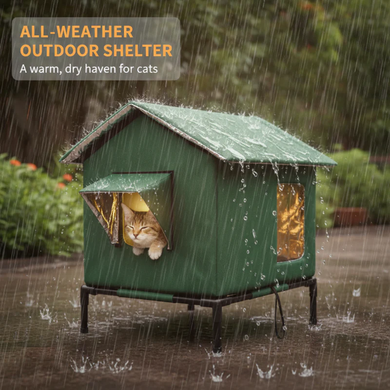🏠 SCONTO DEL 50% A TEMPO LIMITATO! 🐈 Cuccia per gatti da esterno rialzata e resistente a ogni clima – Impermeabile, isolata e pieghevole 🌧️ - Image 7