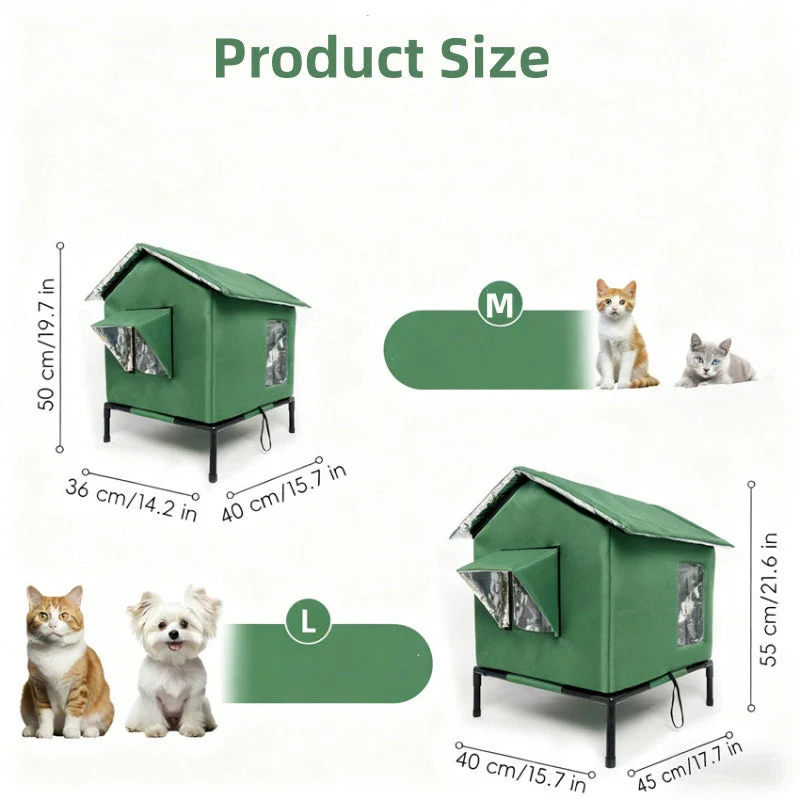 🏠 SCONTO DEL 50% A TEMPO LIMITATO! 🐈 Cuccia per gatti da esterno rialzata e resistente a ogni clima – Impermeabile, isolata e pieghevole 🌧️ - Image 9