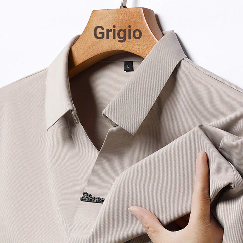 T-shirt da Uomo Casual Traspirante e Antipiega con Colletto a Revers - Image 14