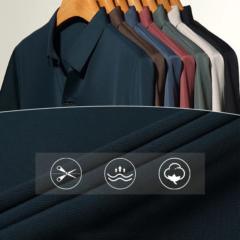 T-shirt da Uomo Casual Traspirante e Antipiega con Colletto a Revers - Image 5