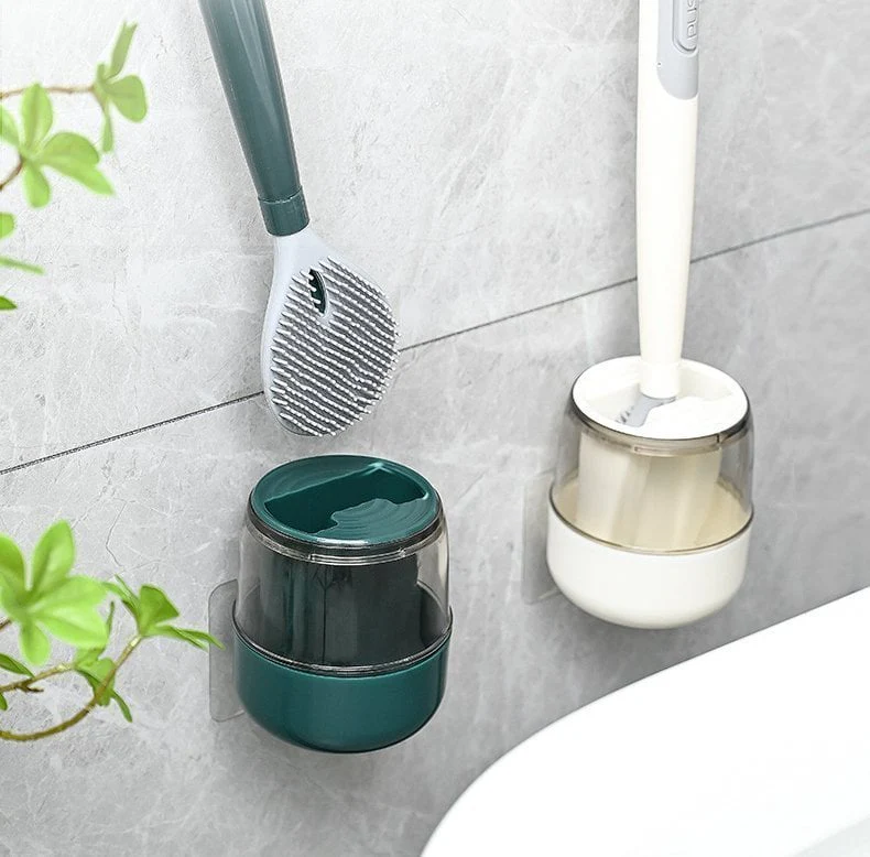 🔥Spazzola per WC in silicone con manico lungo, da appendere alla parete, senza fori, per uso domestico - Image 2