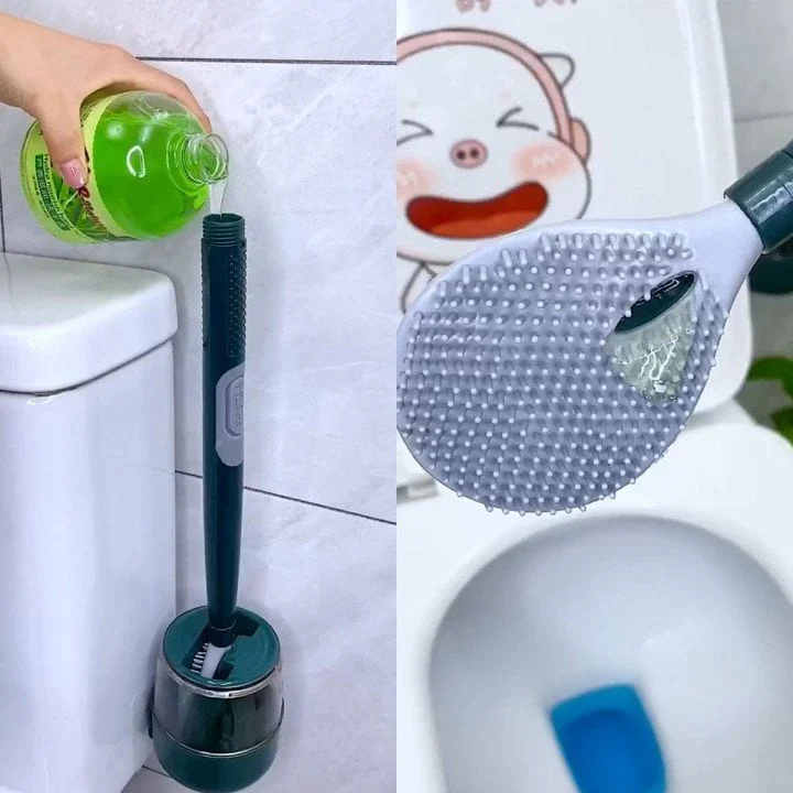 🔥Spazzola per WC in silicone con manico lungo, da appendere alla parete, senza fori, per uso domestico - Image 3