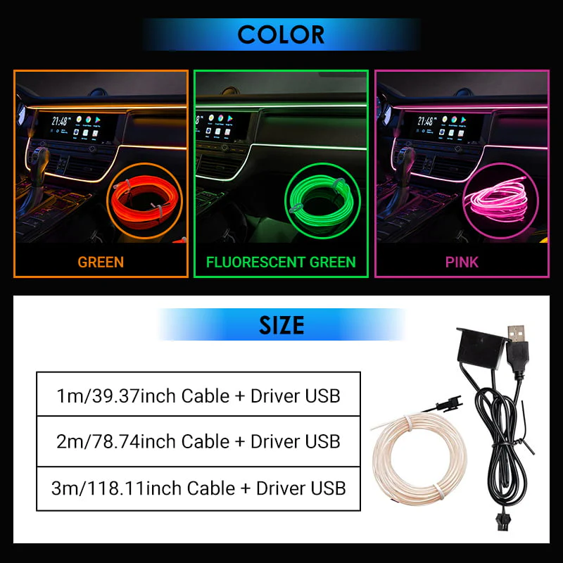Luci d'atmosfera per strisce LED per interni auto Pro - Image 9