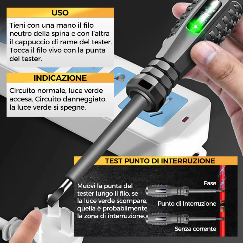 🔥Rilevatore di elettricità per cacciavite magnetico potente a coppia elevata 2 in 1 - Image 4