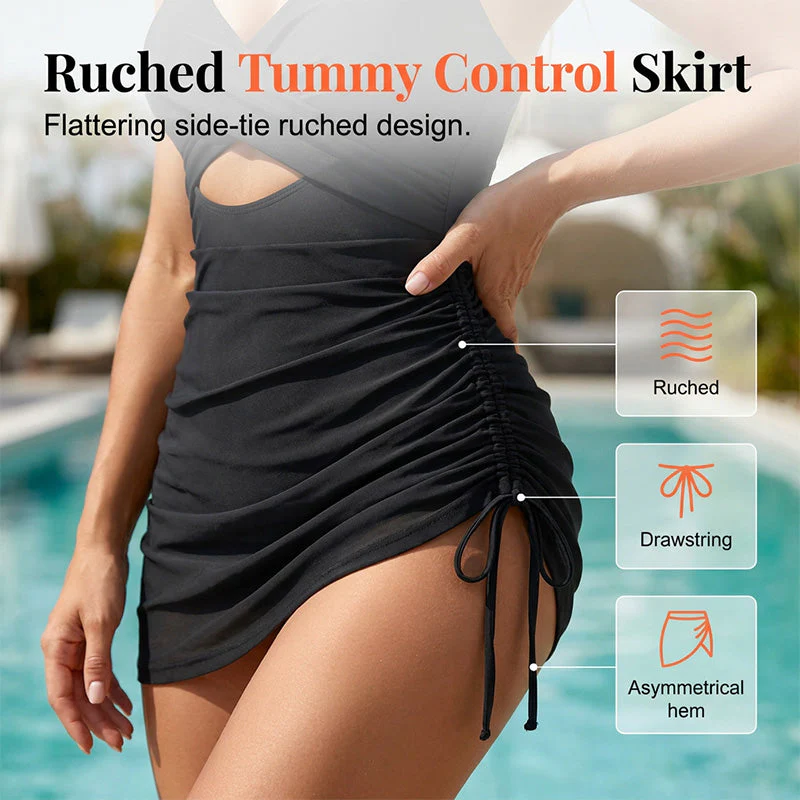 Costume intero a vestito da donna a blocchi di colore con design incrociato - Image 3