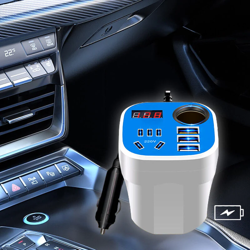 Caricabatterie QC convertitore inverter tipo tazza montato su auto ✨ - Image 5