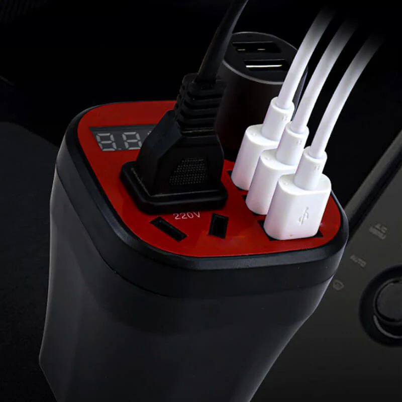 Caricabatterie QC convertitore inverter tipo tazza montato su auto ✨ - Image 6