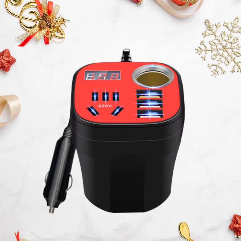 Caricabatterie QC convertitore inverter tipo tazza montato su auto ✨ - Image 7