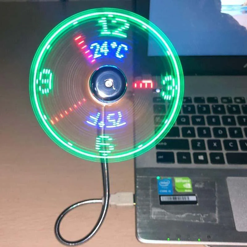 Ventilatore USB con Orologio LED Luminoso - Image 2