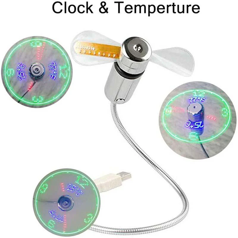 Ventilatore USB con Orologio LED Luminoso - Image 4