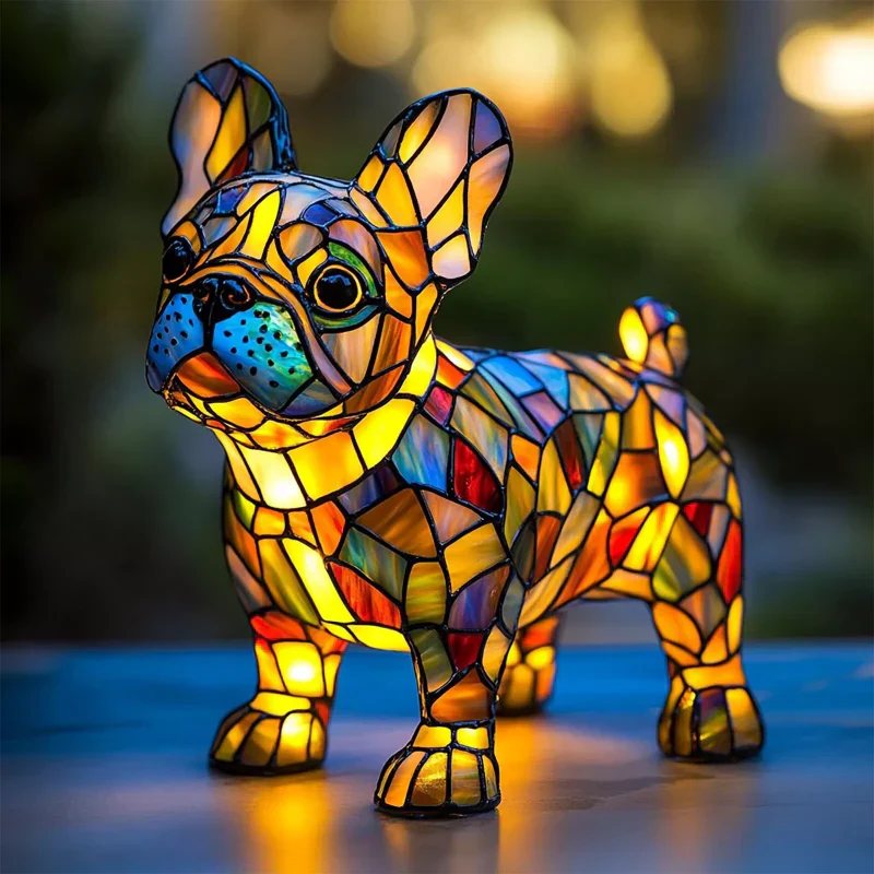 Lampada da tavolo a LED a forma di statua di cucciolo con blocchi di colore - Image 4