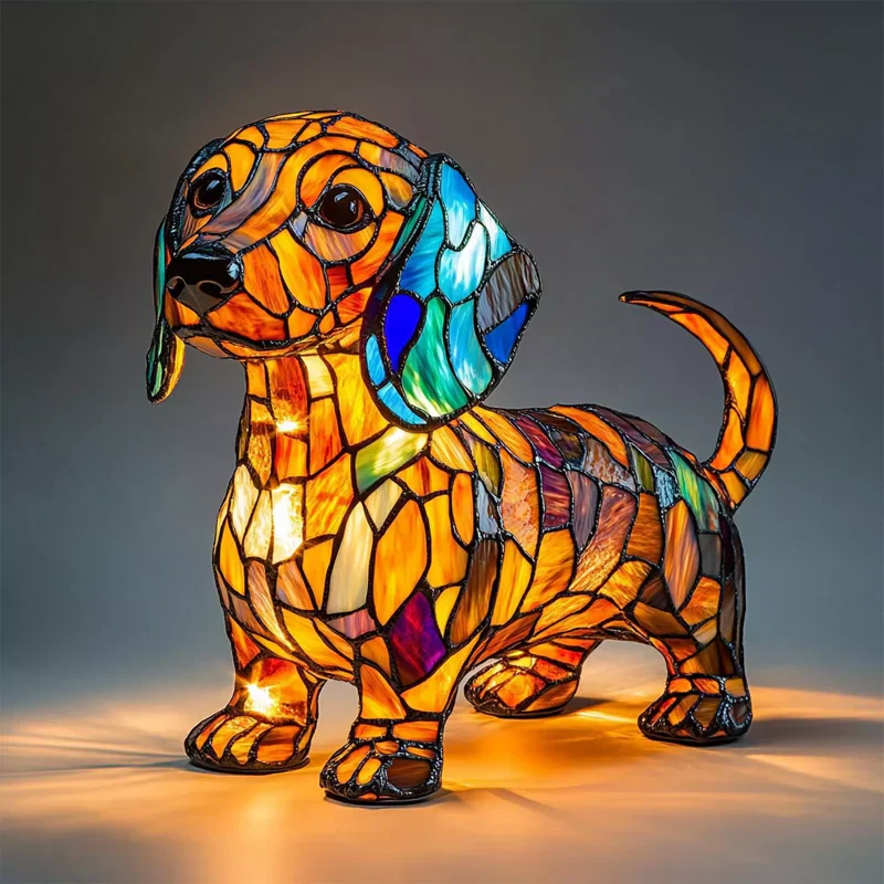 Lampada da tavolo a LED a forma di statua di cucciolo con blocchi di colore - Image 8