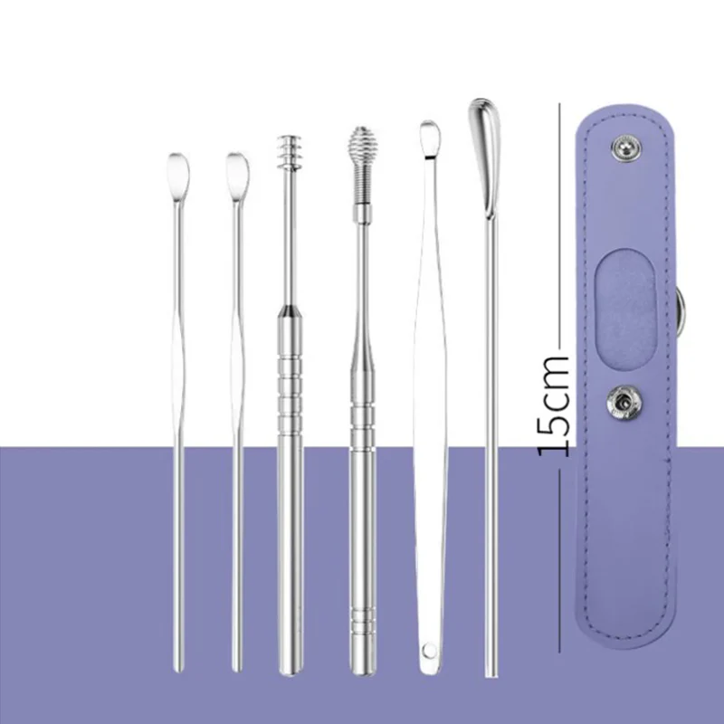 Set Portatile di 6 Pezzi in Acciaio Inox per la Pulizia delle Orecchie - Image 10