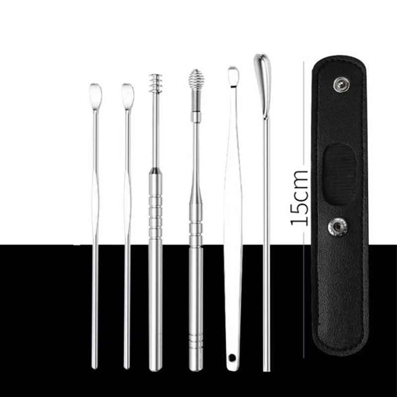 Set Portatile di 6 Pezzi in Acciaio Inox per la Pulizia delle Orecchie - Image 11