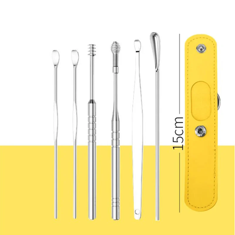 Set Portatile di 6 Pezzi in Acciaio Inox per la Pulizia delle Orecchie - Image 7