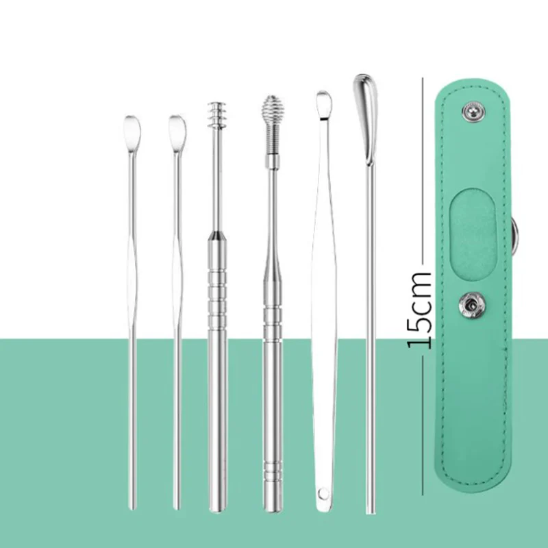 Set Portatile di 6 Pezzi in Acciaio Inox per la Pulizia delle Orecchie - Image 8