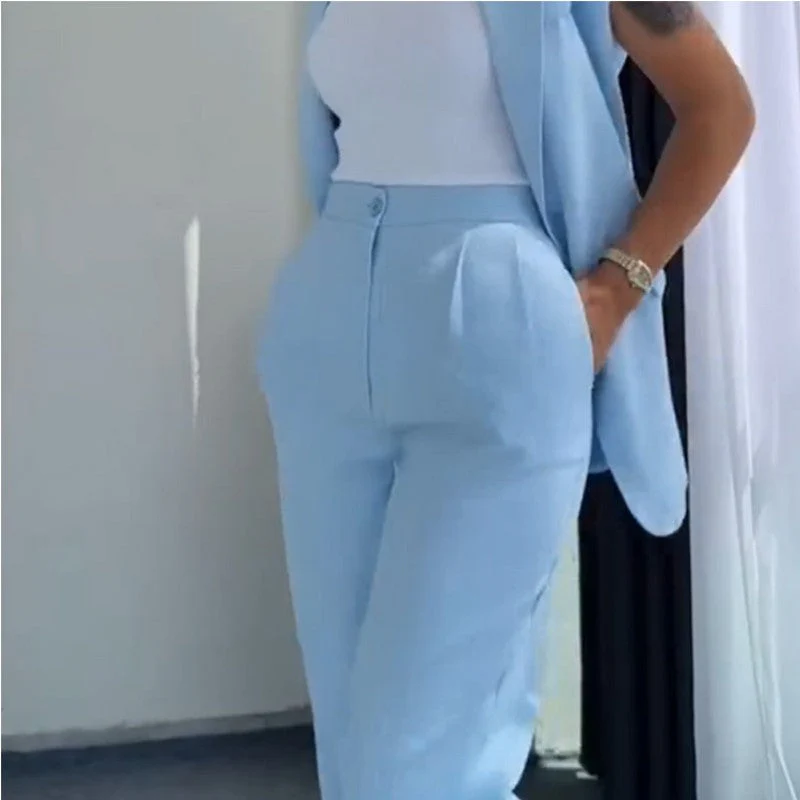 Completo da Donna alla Moda con Blazer Senza Maniche e Pantaloni a Vita Alta - Image 6