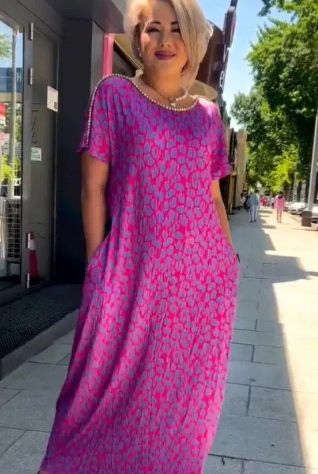 🔥50% DI SCONTO🔥Abito con stampa floreale rosa e viola con scollo a diamante - Image 8