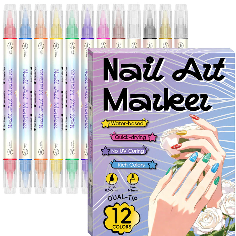 Set Pennarelli Nail Art a Doppia Punta per Decorazione Unghie - Image 2