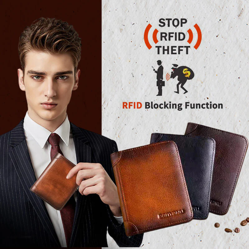 🔥 Portafoglio multifunzionale in vera pelle, impermeabile e resistente, con protezione RFID.
