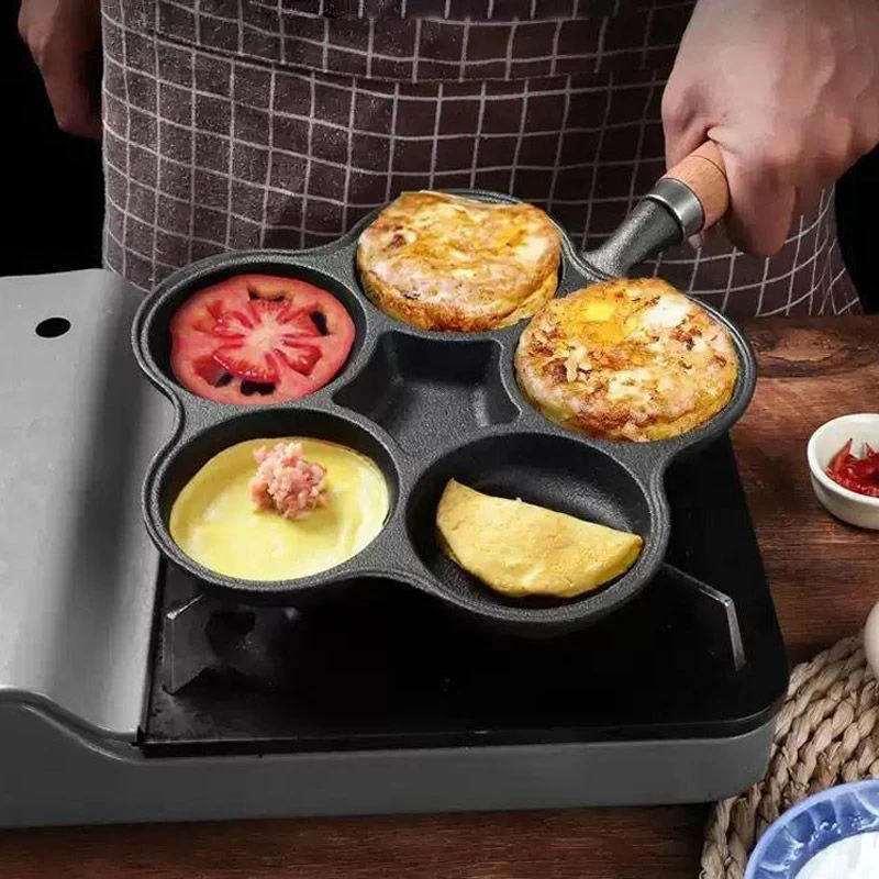 🍳 SCONTO DEL 50%! 🔥 Padella in ghisa da 4 tazze per uova - Antiaderente e riscaldamento uniforme, perfetta per sandwich o pancake a colazione 🥪✨ - Image 2