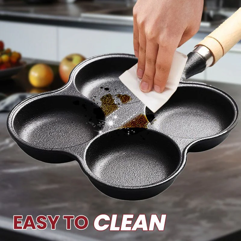 🍳 SCONTO DEL 50%! 🔥 Padella in ghisa da 4 tazze per uova - Antiaderente e riscaldamento uniforme, perfetta per sandwich o pancake a colazione 🥪✨ - Image 6