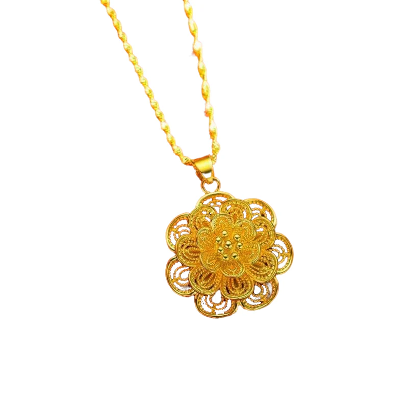Elegante collana con pendente a forma di fiore color oro - Image 10