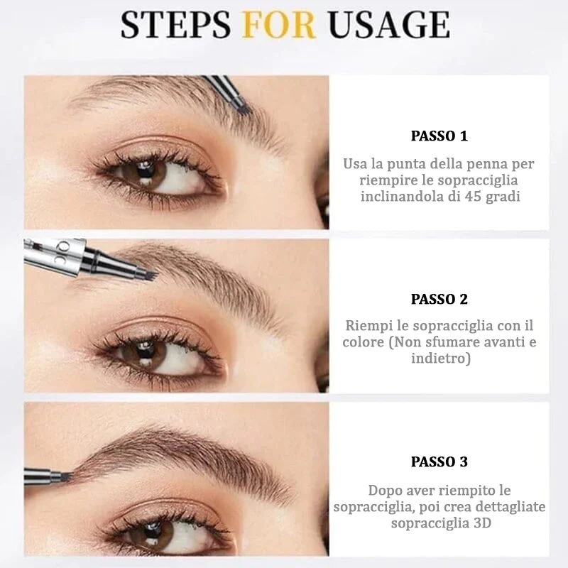 🔥COMPRA 1 NE RICEVI 1 GRATIS🎉 2 PEZZI🎁Pennarello per Sopracciglia Impermeabile 3D di Alta Qualità con Punta a 4 Dentelli Effetto Tattoo - Image 7
