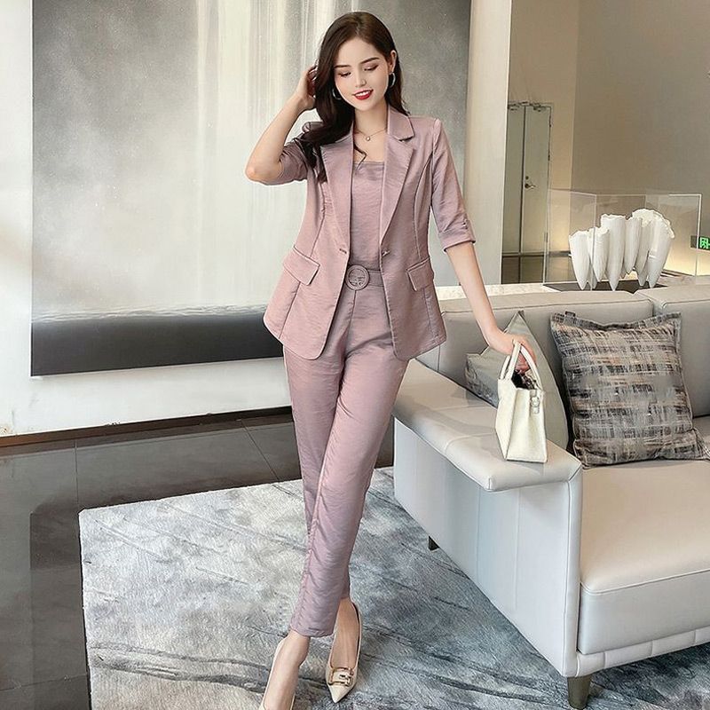 Set da 3 pezzi da lavoro casual alla moda da donna (giacca + canotta + pantaloni) - Image 11