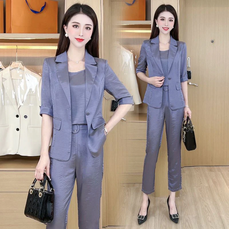 Set da 3 pezzi da lavoro casual alla moda da donna (giacca + canotta + pantaloni) - Image 13