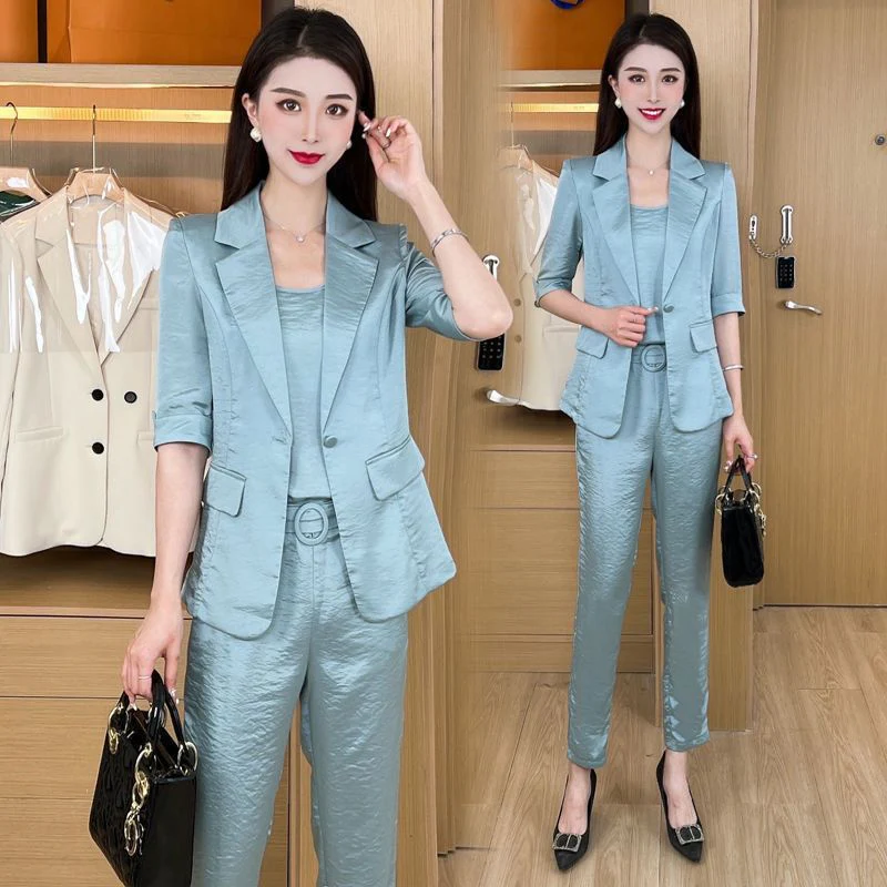 Set da 3 pezzi da lavoro casual alla moda da donna (giacca + canotta + pantaloni) - Image 14
