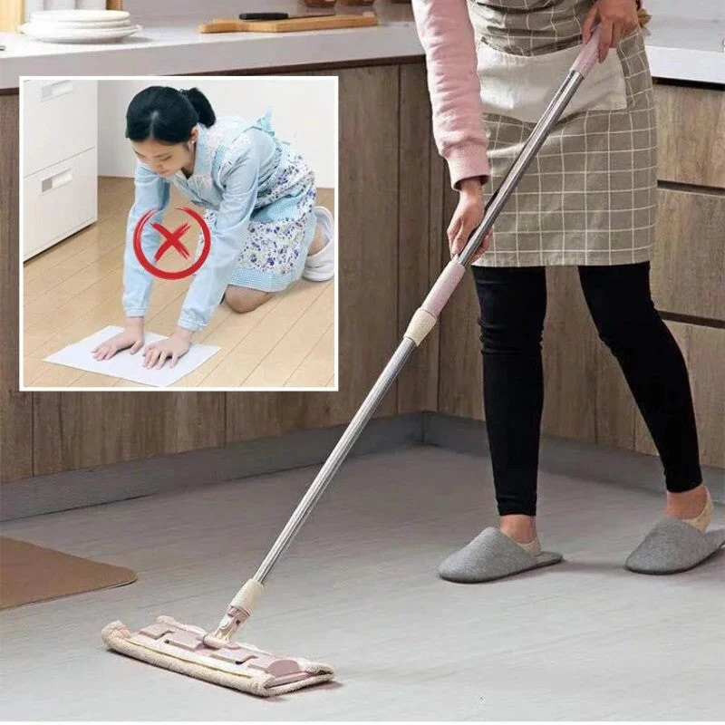 Mocio Piatto Con Manico In Acciaio INOX, Dotato Di Panni Lavabili E Riutilizzabili - Image 2
