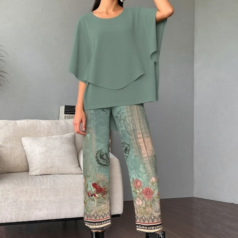 🔥ULTIMO GIORNO DI SALDI - SCONTO DEL 49%🔥 Completo pantaloni stampati e top girocollo da donna - Image 11