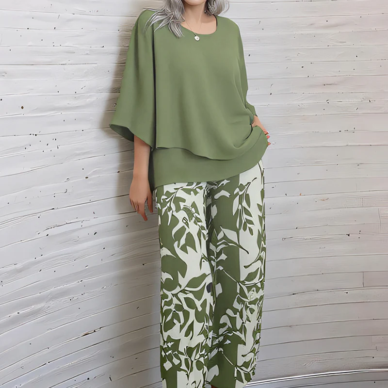 🔥ULTIMO GIORNO DI SALDI - SCONTO DEL 49%🔥 Completo pantaloni stampati e top girocollo da donna - Image 12