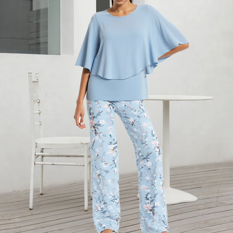 🔥ULTIMO GIORNO DI SALDI - SCONTO DEL 49%🔥 Completo pantaloni stampati e top girocollo da donna - Image 14