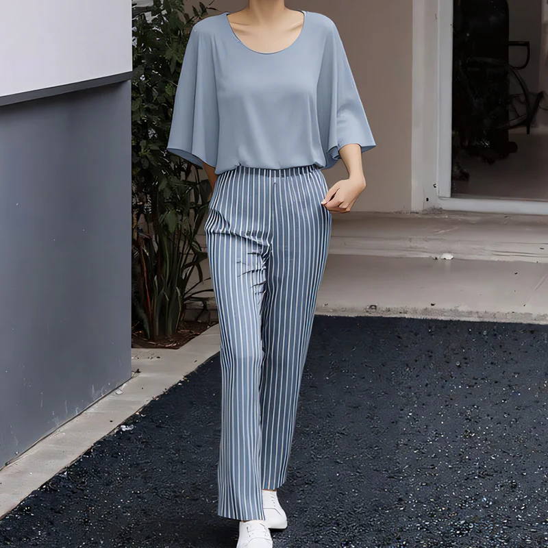 🔥ULTIMO GIORNO DI SALDI - SCONTO DEL 49%🔥 Completo pantaloni stampati e top girocollo da donna - Image 15