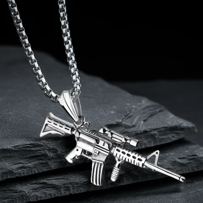 Gun Pendant Necklace for Men - Image 8