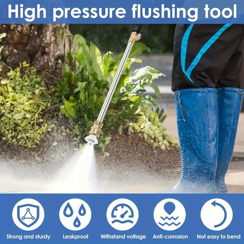 🌊 Pistola ad acqua ad alta pressione con 3 ugelli intercambiabili – in lega di alluminio resistente - Image 2