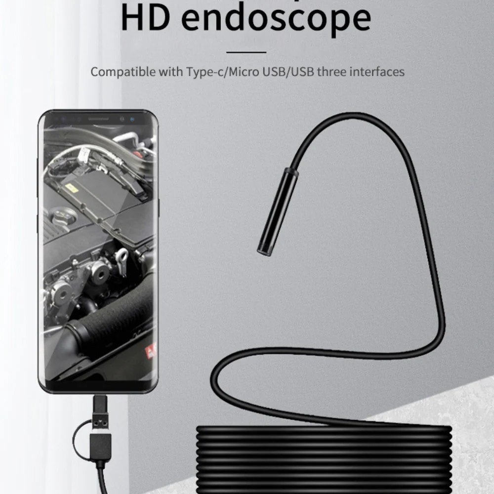 Fotocamera per endoscopio industriale con fotocamera Snake USB 3 in 1 per endoscopio di tipo C, Android e PC - Image 11