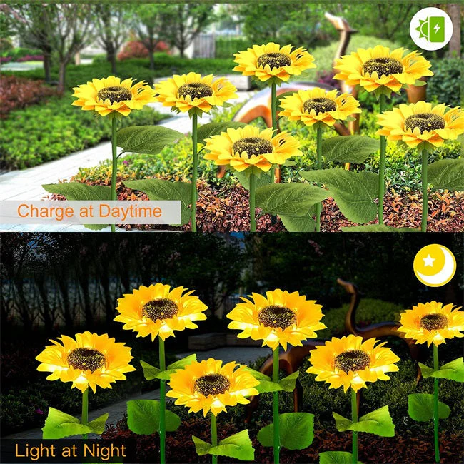 Lucine Solari a LED da Giardino a Forma di Girasole - Image 4