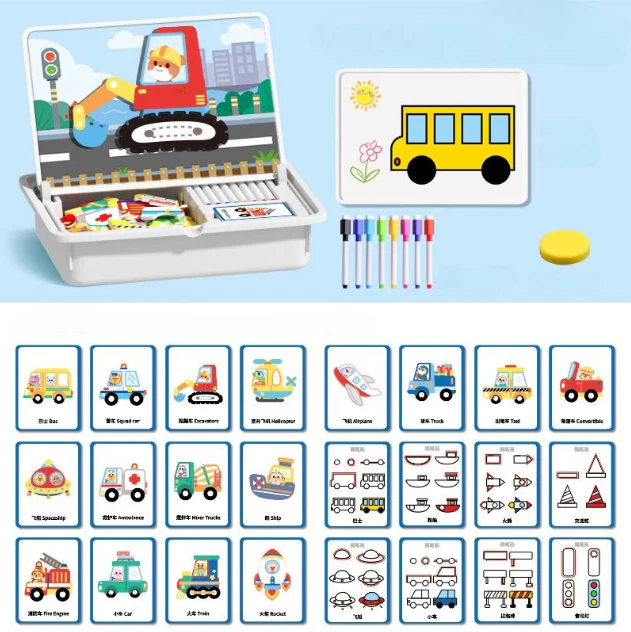 Scatola Puzzle Magnetica per Bambini con Giochi e Lavagna da Disegno - Image 10