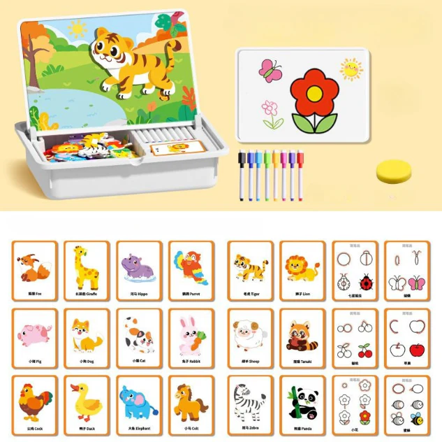 Scatola Puzzle Magnetica per Bambini con Giochi e Lavagna da Disegno - Image 11