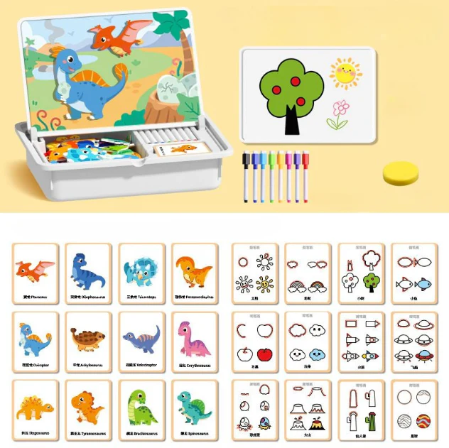 Scatola Puzzle Magnetica per Bambini con Giochi e Lavagna da Disegno - Image 7