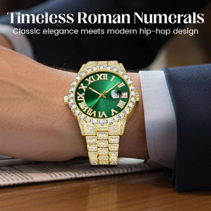 Orologio al quarzo con strass da uomo alla moda - Image 5