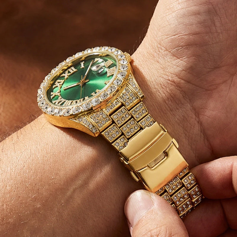 Orologio al quarzo con strass da uomo alla moda - Image 7