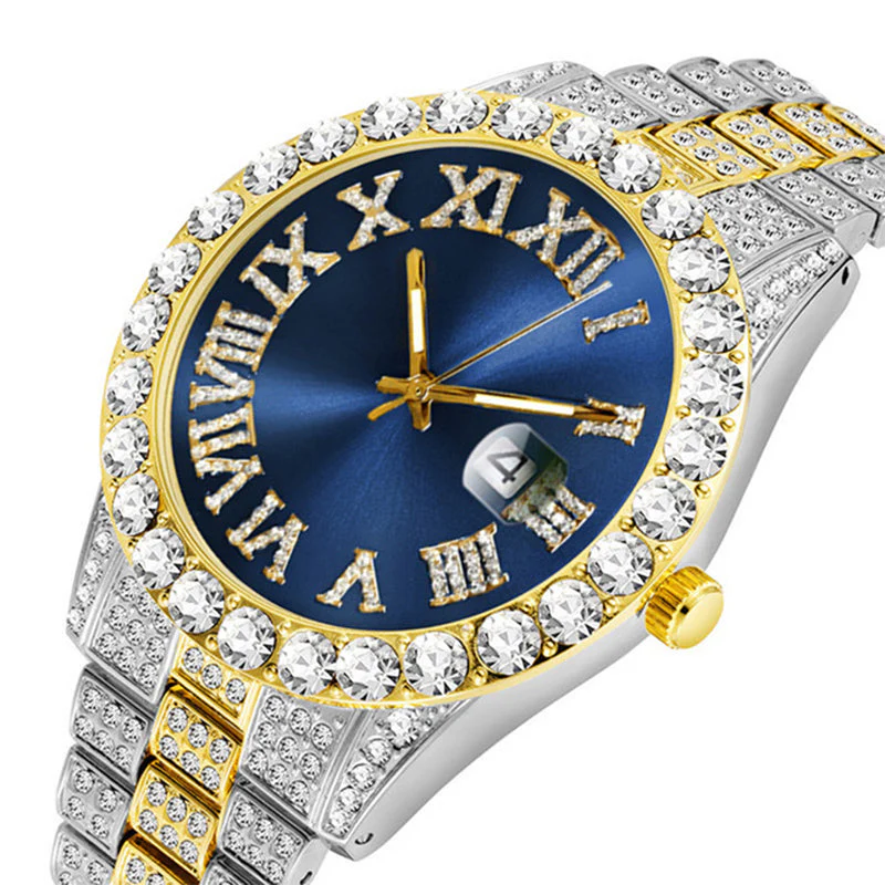 Orologio al quarzo con strass da uomo alla moda - Image 9