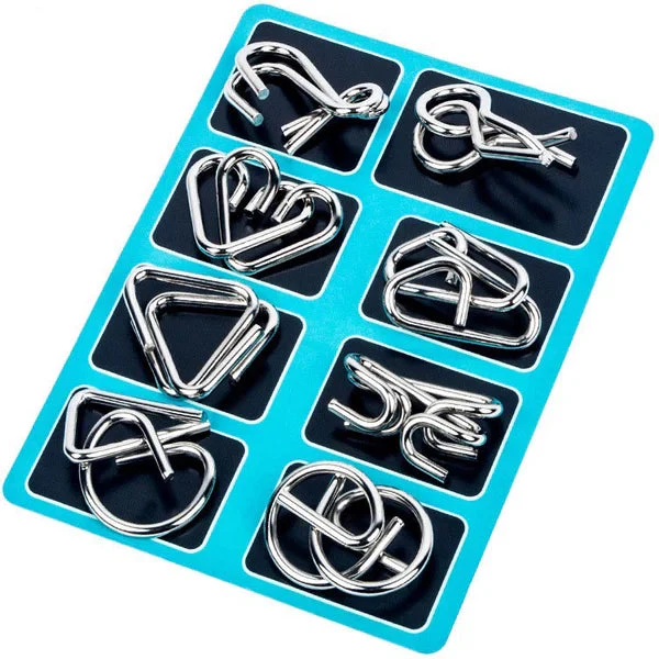 Anello puzzle in metallo da otto pezzi versione blu rompicapo - Image 10