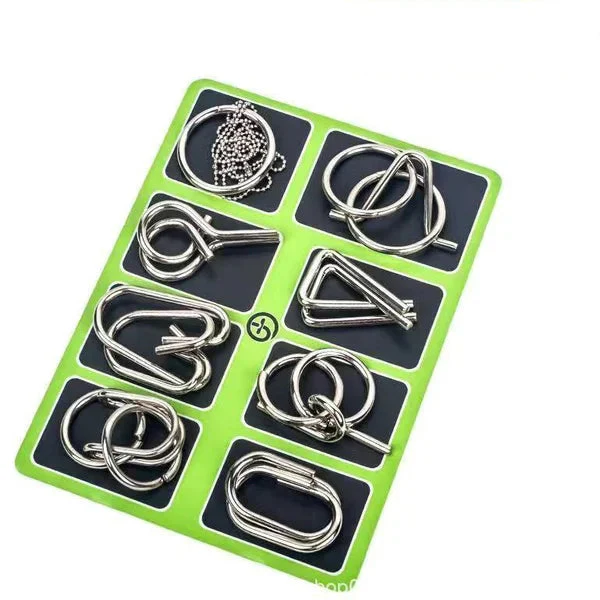 Anello puzzle in metallo da otto pezzi versione blu rompicapo - Image 11