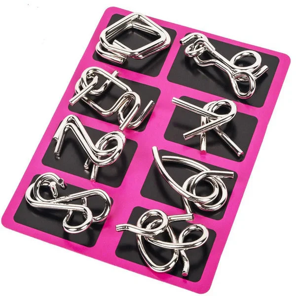 Anello puzzle in metallo da otto pezzi versione blu rompicapo - Image 13